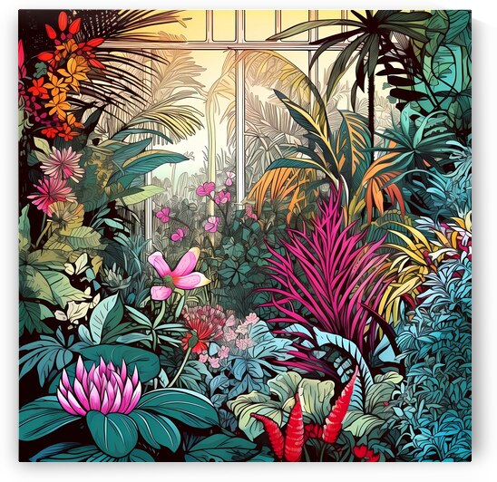A tropical garden filled with exotic plants and flowers by Win Hardy