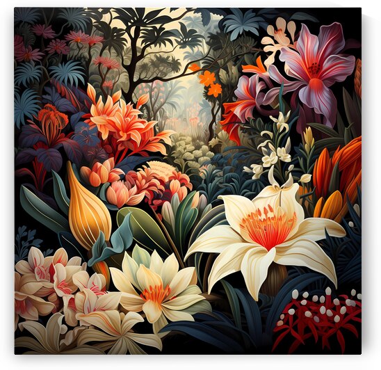 A tropical garden filled with exotic plants and flowers by Win Hardy