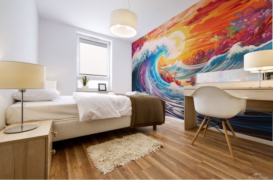 Psychedelic Ocean Waves Mural print