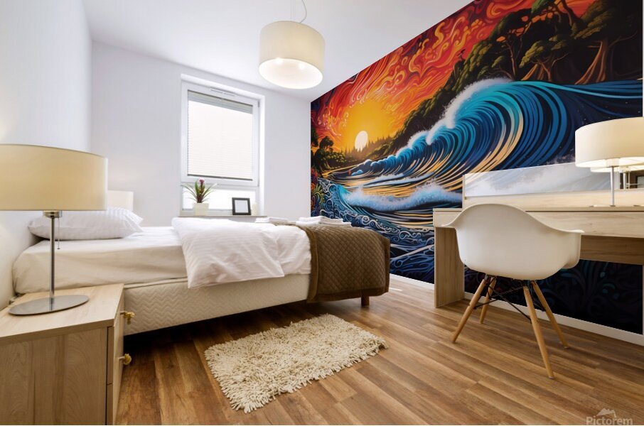 Psychedelic Ocean Waves Mural print