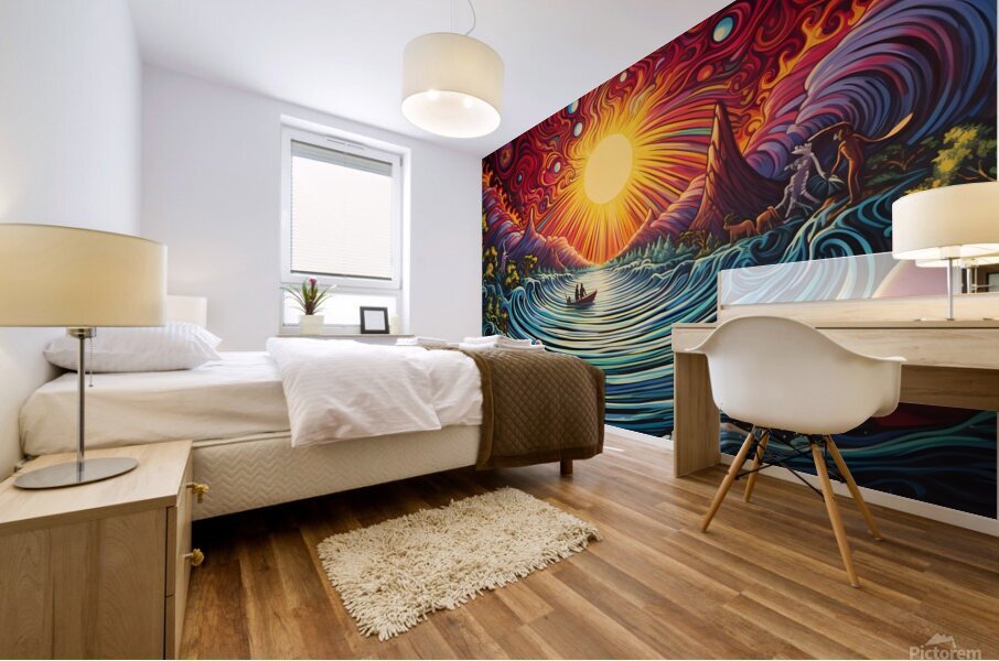 Psychedelic Ocean Waves Mural print