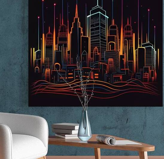 Futuristic Cityscape - Neon Nights by Win Hardy