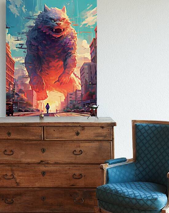 Catzilla Vintage - Giant Cat Attack by Win Hardy