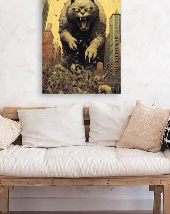 Catzilla Vintage - Giant Cat Attack by Win Hardy