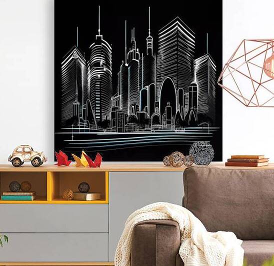 Futuristic Cityscape - Neon Nights by Win Hardy