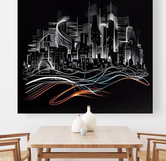 Futuristic Cityscape - Neon Nights by Win Hardy