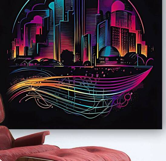 Futuristic Cityscape - Neon Nights by Win Hardy