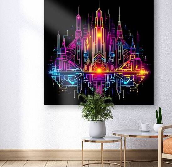 Futuristic Cityscape - Neon Nights by Win Hardy