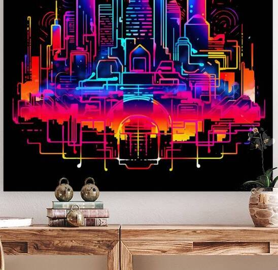 Futuristic Cityscape - Neon Nights by Win Hardy