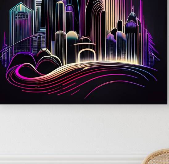 Futuristic Cityscape - Neon Nights by Win Hardy