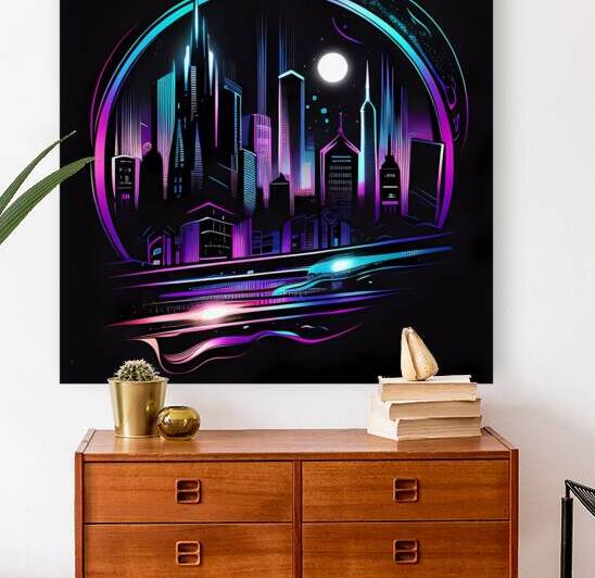 Futuristic Cityscape - Neon Nights by Win Hardy