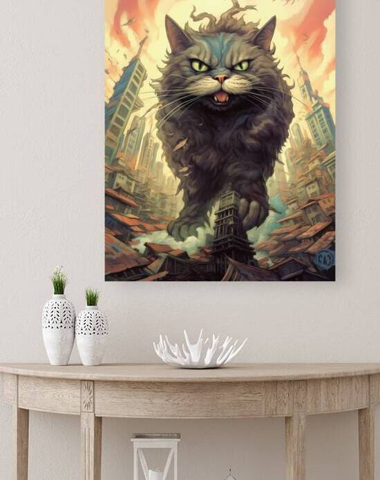 Catzilla Vintage - Giant Cat Attack by Win Hardy