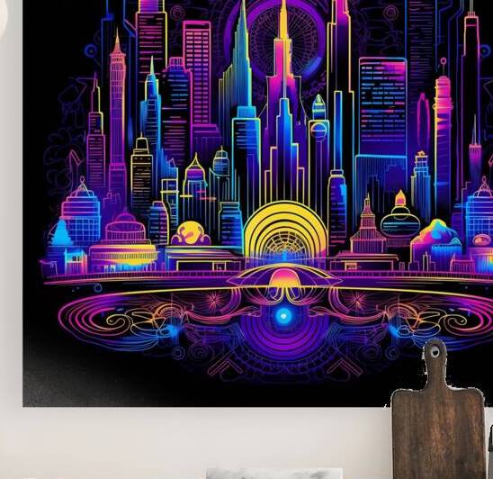 Futuristic Cityscape - Neon Nights by Win Hardy