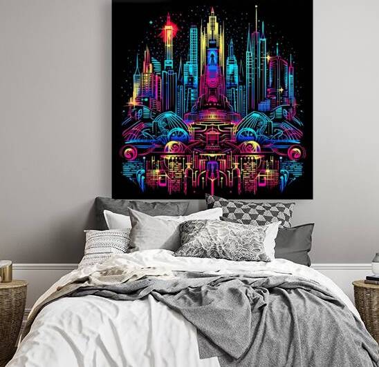 Futuristic Cityscape - Neon Nights by Win Hardy