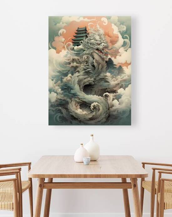 Serpentine Guardian: Chinese Dragon and Pagoda by Win Hardy