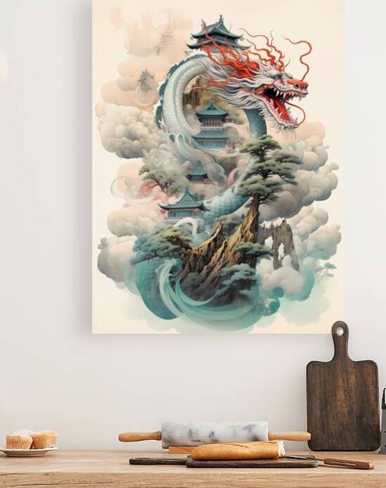 Serpentine Guardian: Chinese Dragon and Pagoda by Win Hardy