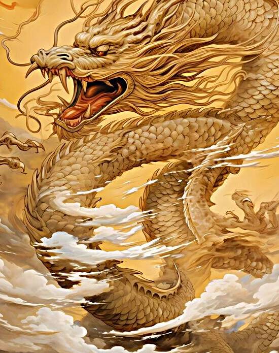 Golden-Scaled Chinese Dragon by Win Hardy
