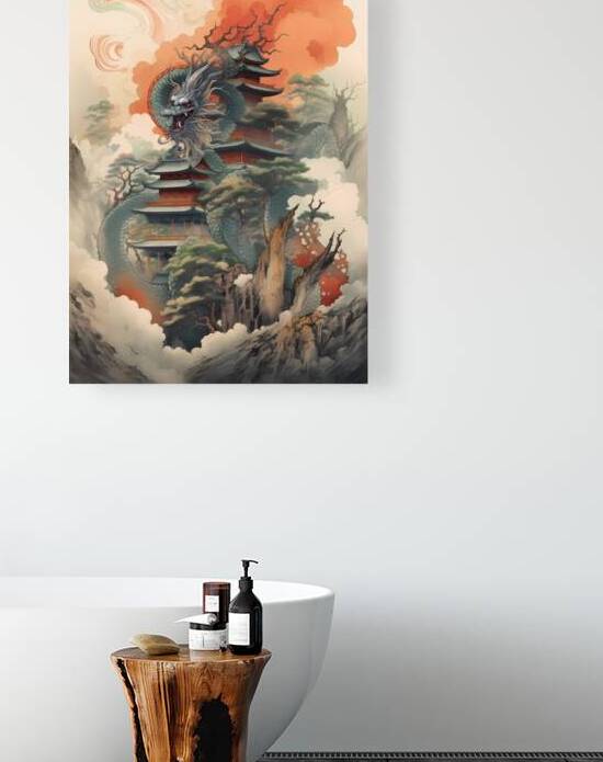 Serpentine Guardian: Chinese Dragon and Pagoda by Win Hardy