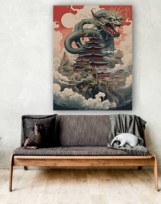 Serpentine Guardian: Chinese Dragon and Pagoda by Win Hardy