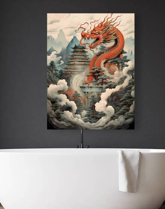 Serpentine Guardian: Chinese Dragon and Pagoda by Win Hardy