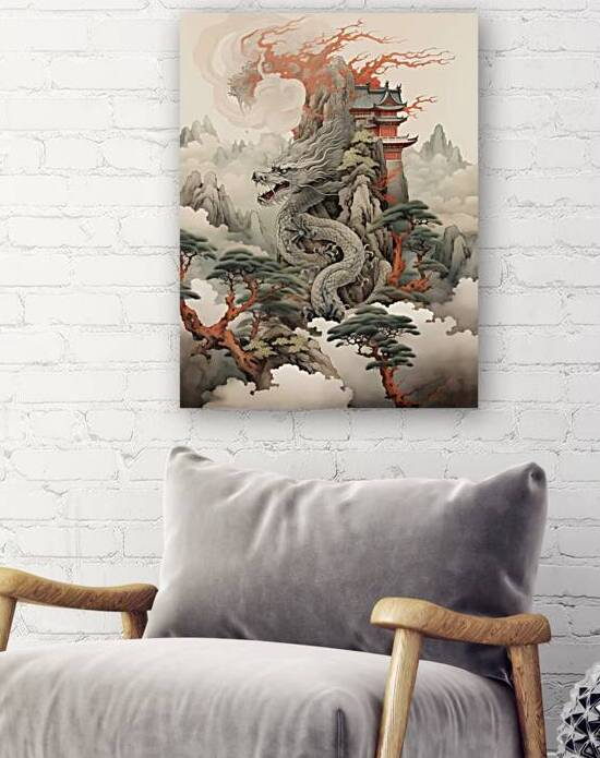 Serpentine Guardian: Chinese Dragon and Pagoda by Win Hardy