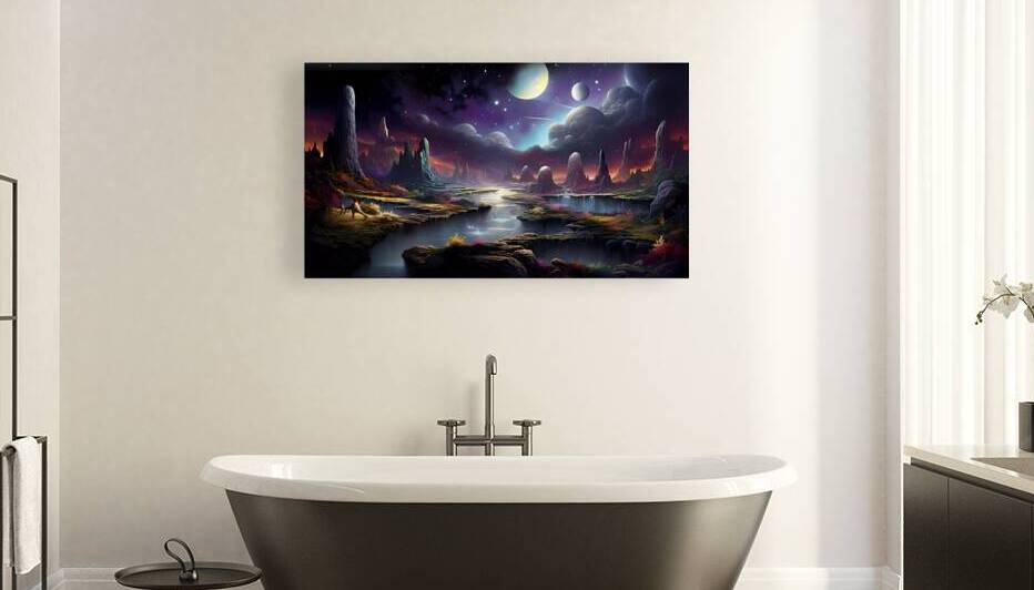 Surreal dreamlike landscape floating rocks by Win Hardy