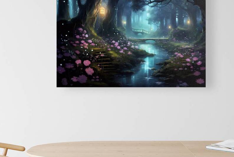 Enchanting Moonlit Garden with Luminescent Flowers by Win Hardy