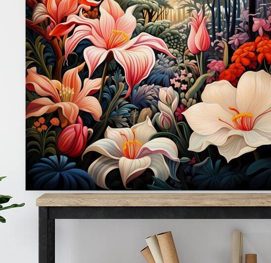 A tropical garden filled with exotic plants and flowers by Win Hardy