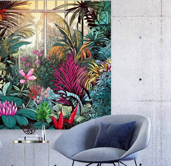 A tropical garden filled with exotic plants and flowers by Win Hardy