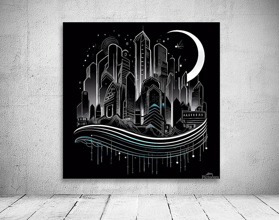 Futuristic Cityscape - Neon Nights Wall Preview