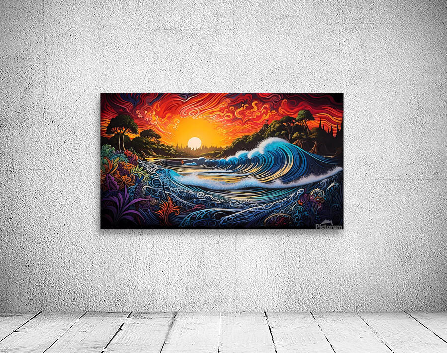 Psychedelic Ocean Waves Wall Preview