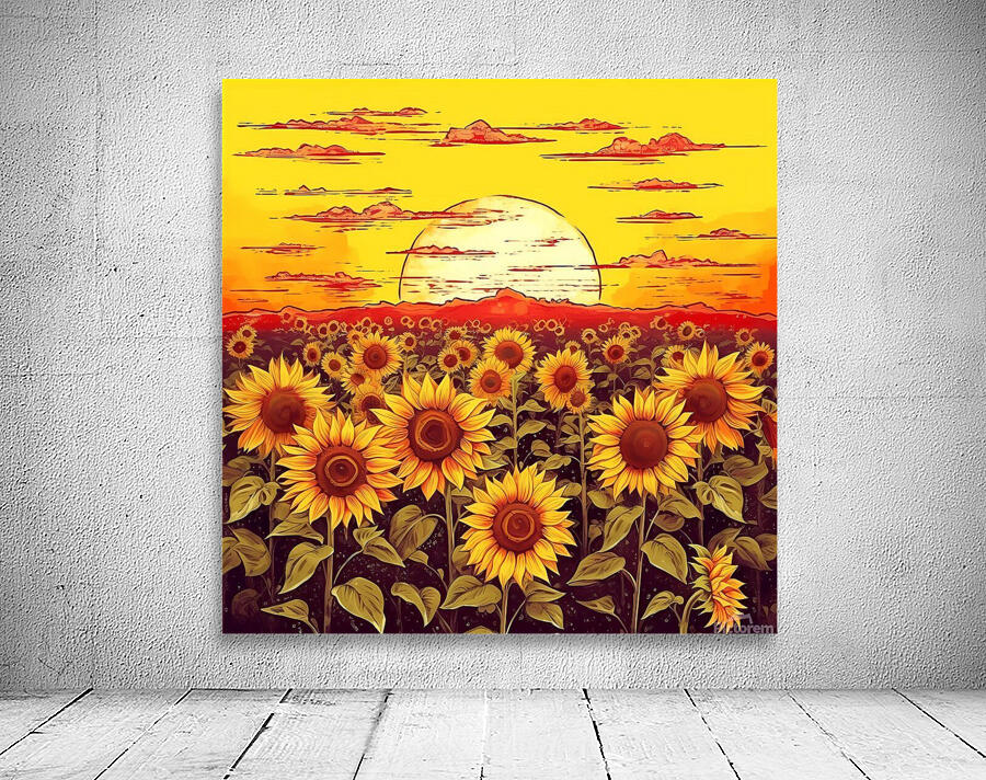 Sunflower field at sunset Wall Preview