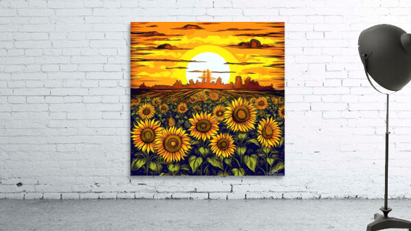 Sunflower field at sunset Wall Preview