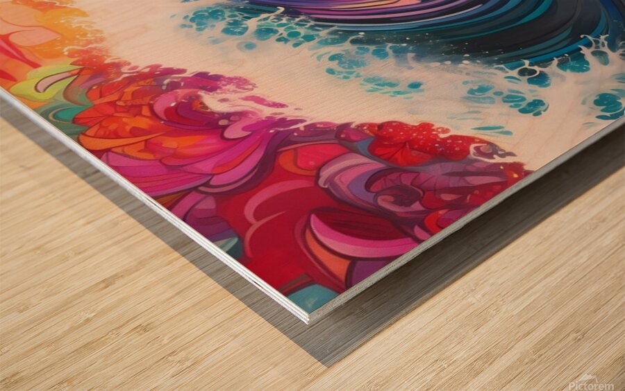 Psychedelic Ocean Waves Wood print