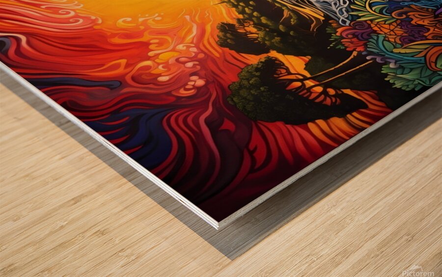Psychedelic Ocean Waves Wood print