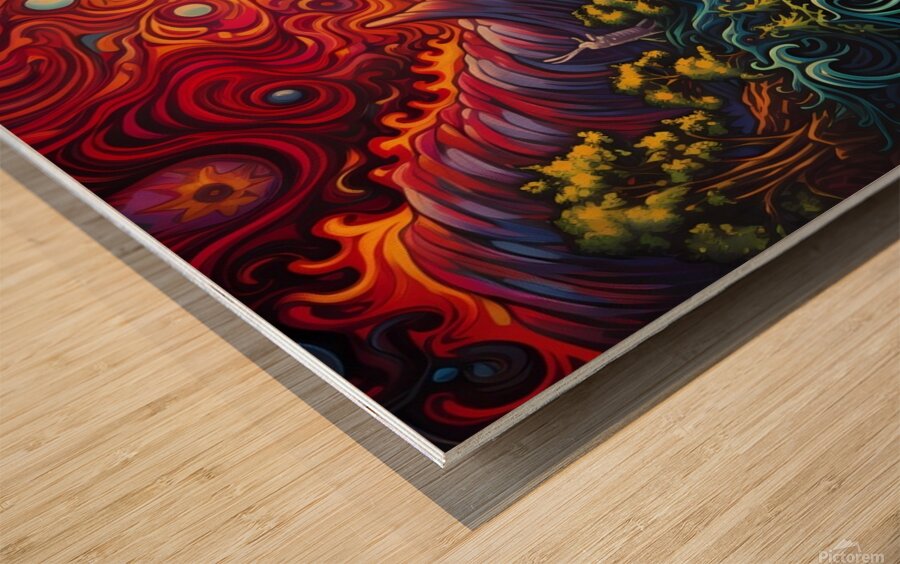 Psychedelic Ocean Waves Wood print