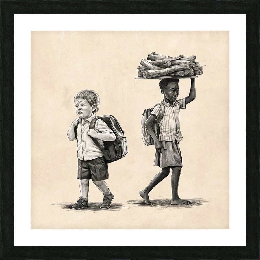 Contrasting Realities: Childhood Divide Picture Frame print