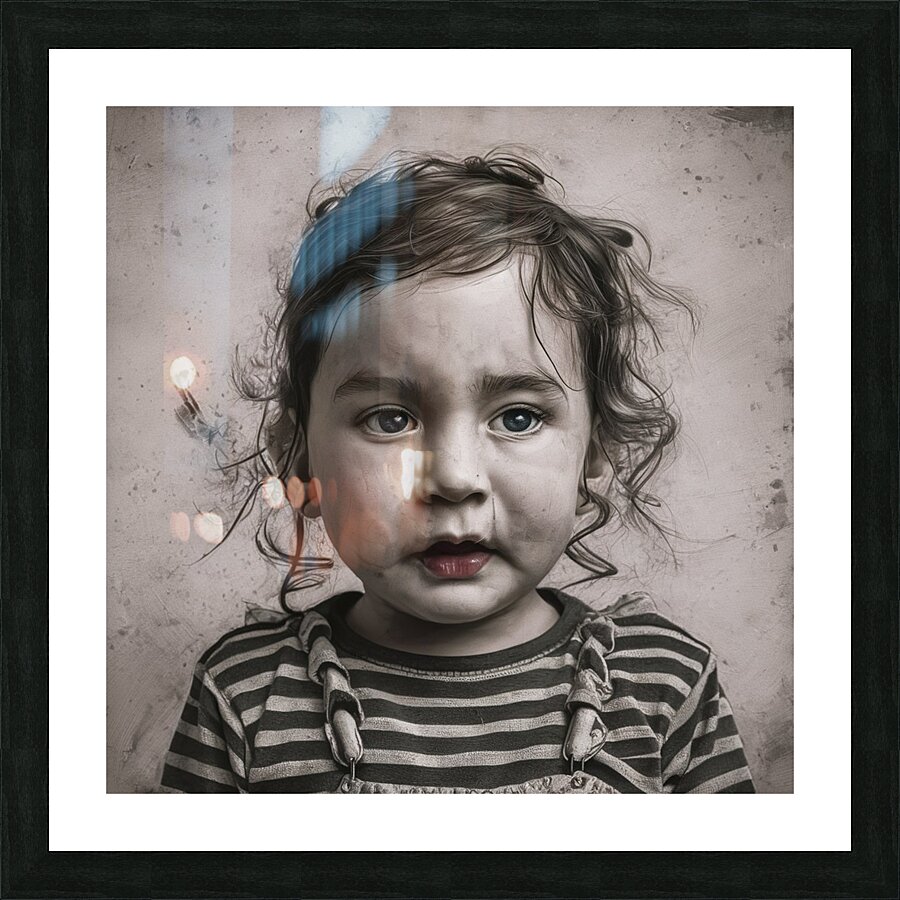 A girl expressing the importance of preserving childrens rights and opposing violence against them Picture Frame print