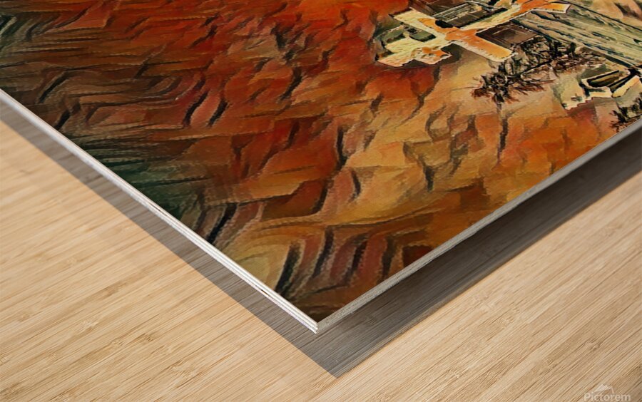 church snow pastel Wood print