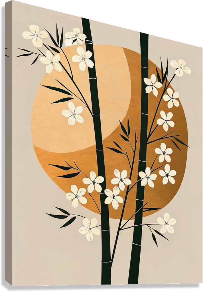 Bamboo Flowers Sun Minimal Canvas Print
