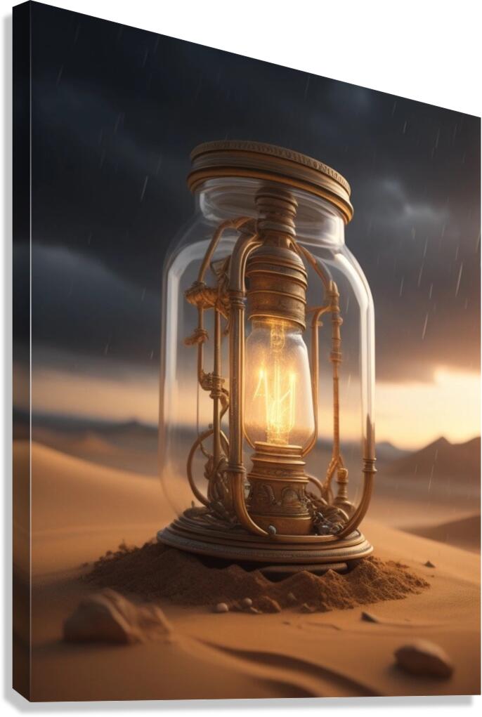 Steampunk Light Bulb Jar Desert Canvas Print