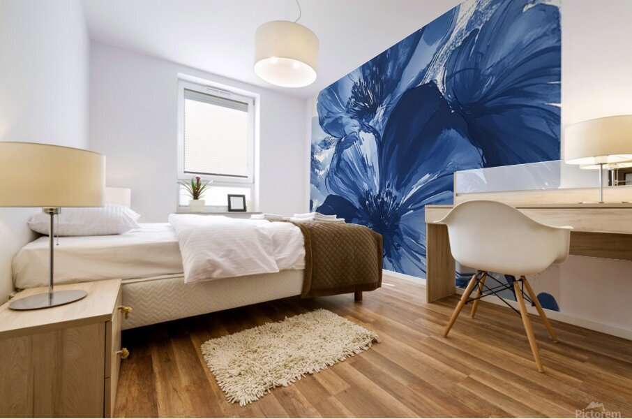 Blue  flora Mural print