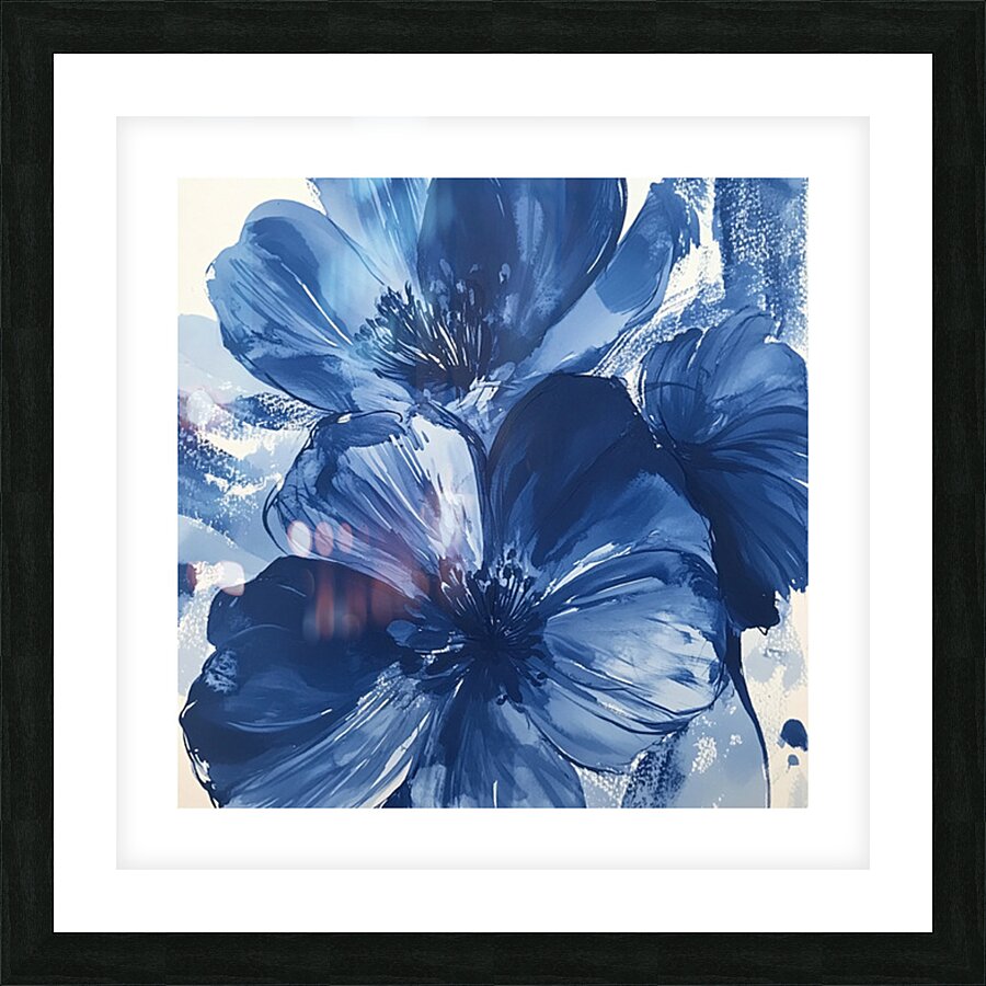 Blue  flora Picture Frame print