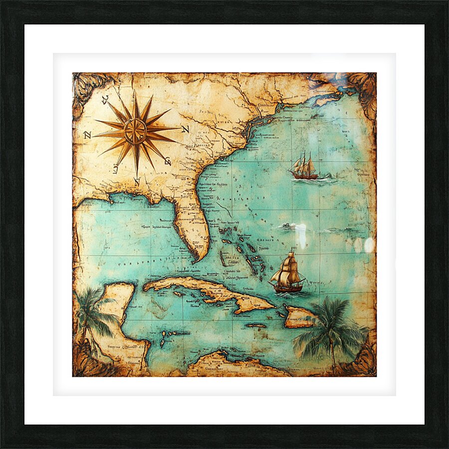 Vintage  map Picture Frame print