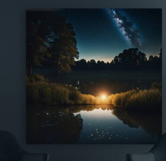 Milky Way Night Lake Digital Reproduction