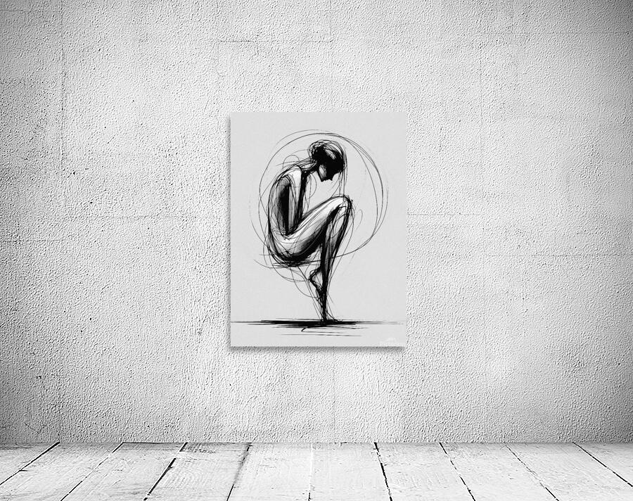 Crouched Figure Ink Wall Preview