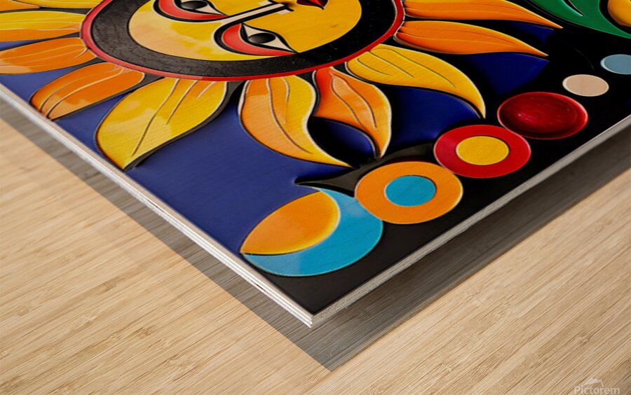 Happy Sunflower  Wood print