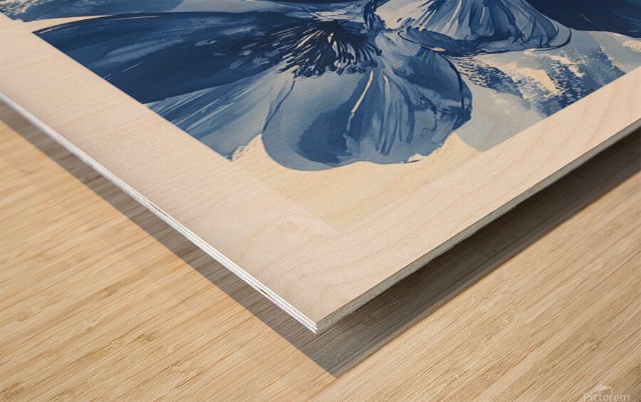 Blue  flora Wood print