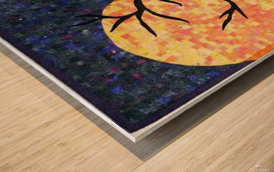 Full Moon Wood print
