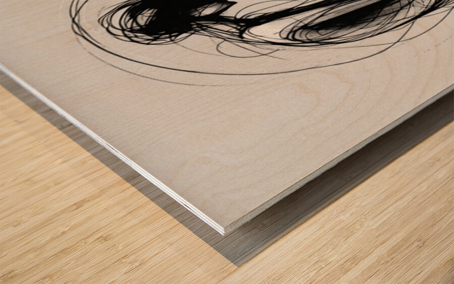 Crouched Figure Ink Wood print